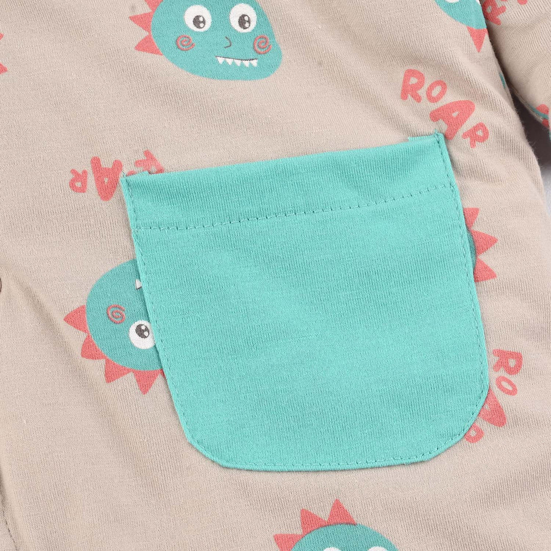 Infant Boys Cotton Interlock Romper-Grey Green