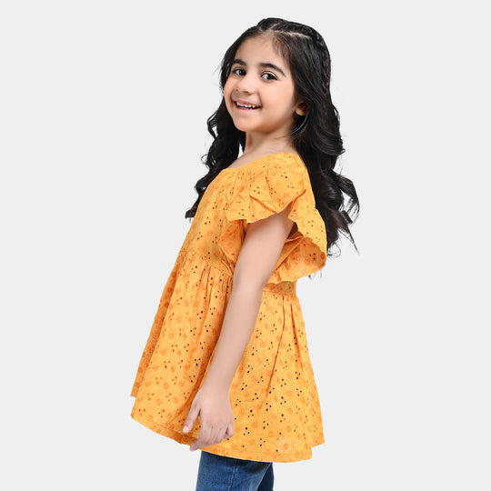 Girls Chiken Kari Top Yellow Roses-Yellow