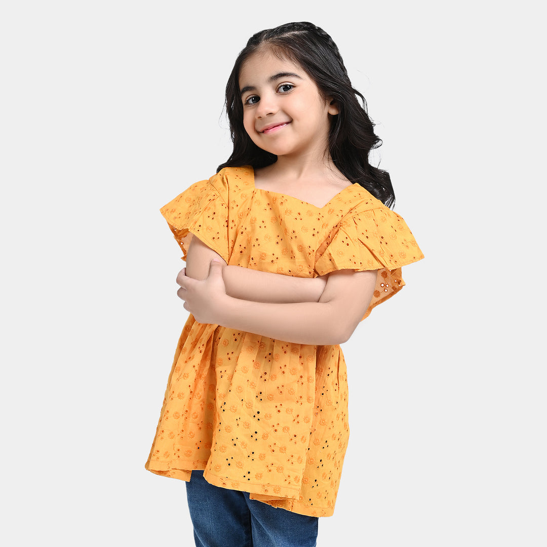 Girls Chiken Kari Top Yellow Roses-Yellow