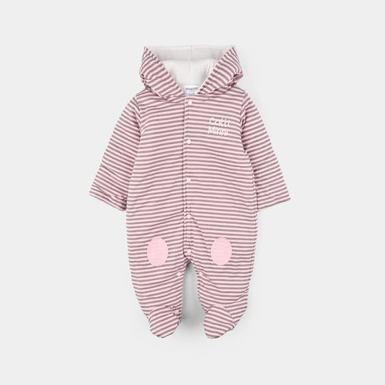 Infant Girls Cotton Interlock Romper-Pink