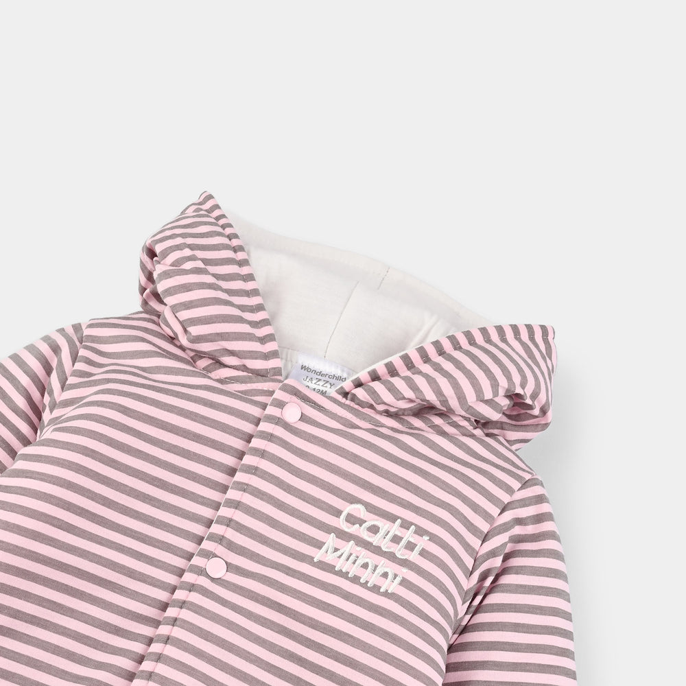 Infant Girls Cotton Interlock Romper-Pink