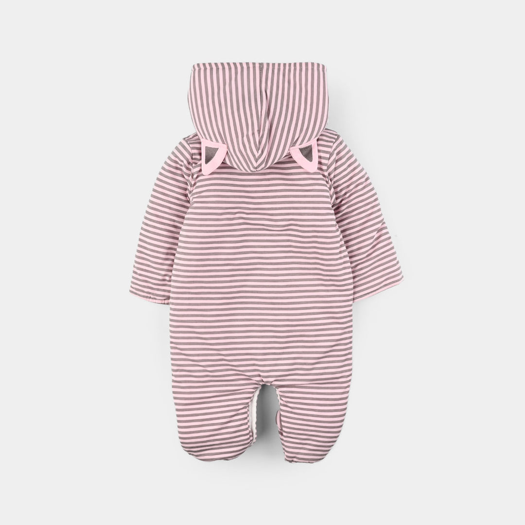 Infant Girls Cotton Interlock Romper-Pink