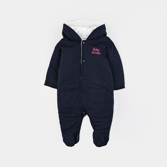 Infant Girls Cotton Interlock Romper-NAVY