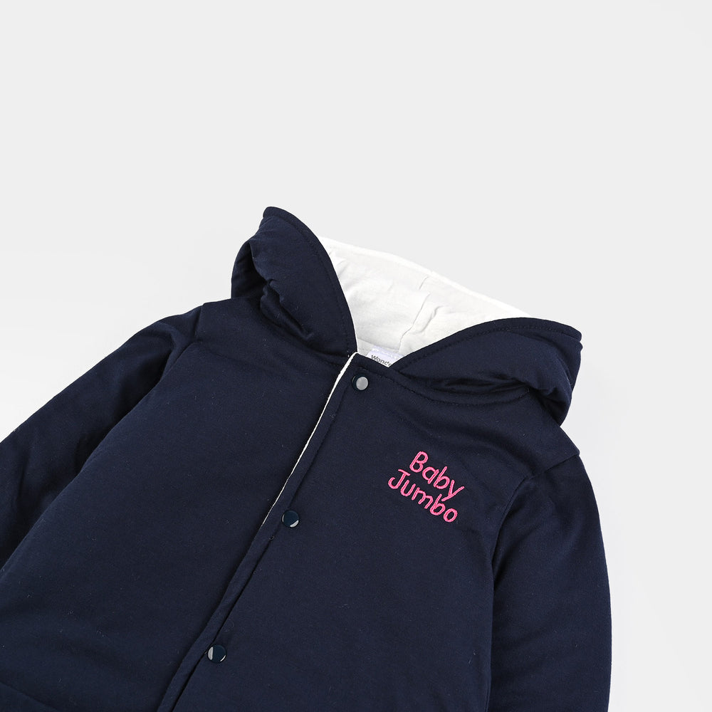 Infant Girls Cotton Interlock Romper-NAVY
