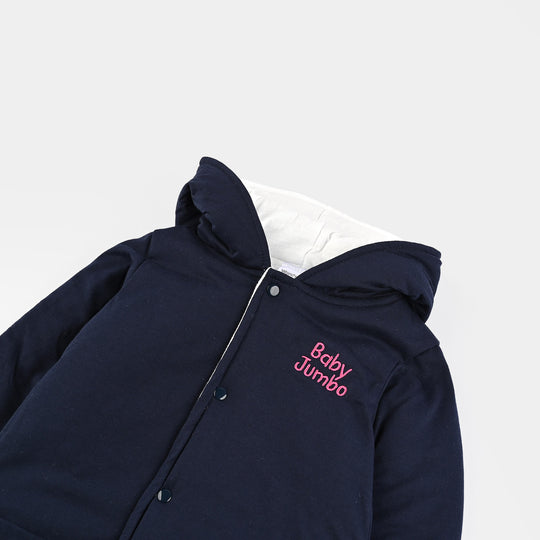 Infant Girls Cotton Interlock Romper-NAVY