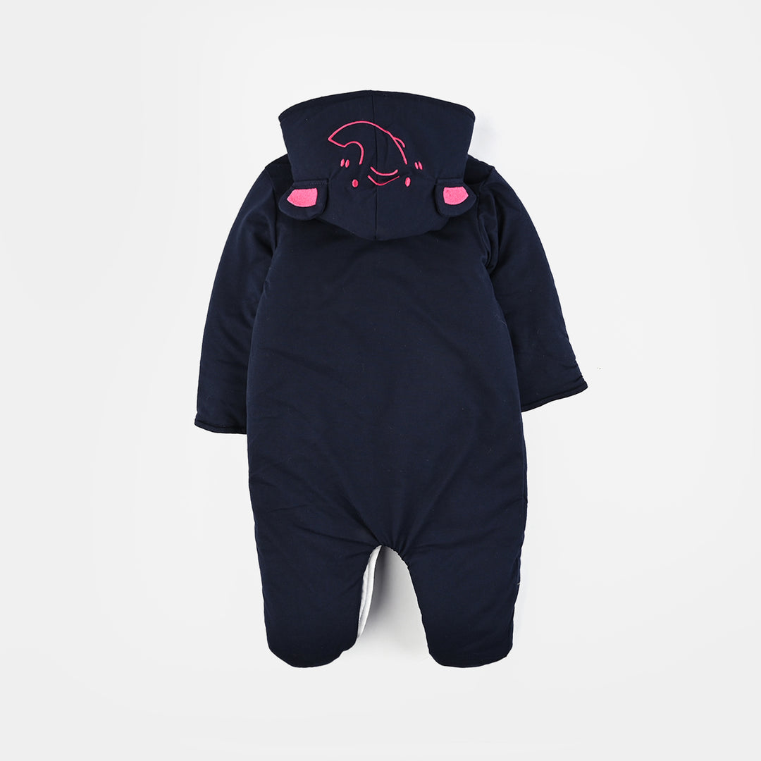 Infant Girls Cotton Interlock Romper-NAVY