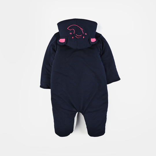Infant Girls Cotton Interlock Romper-NAVY