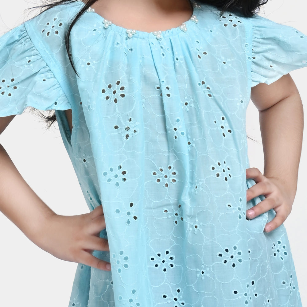 Girls Chicken Kari Casual Frock-Blue