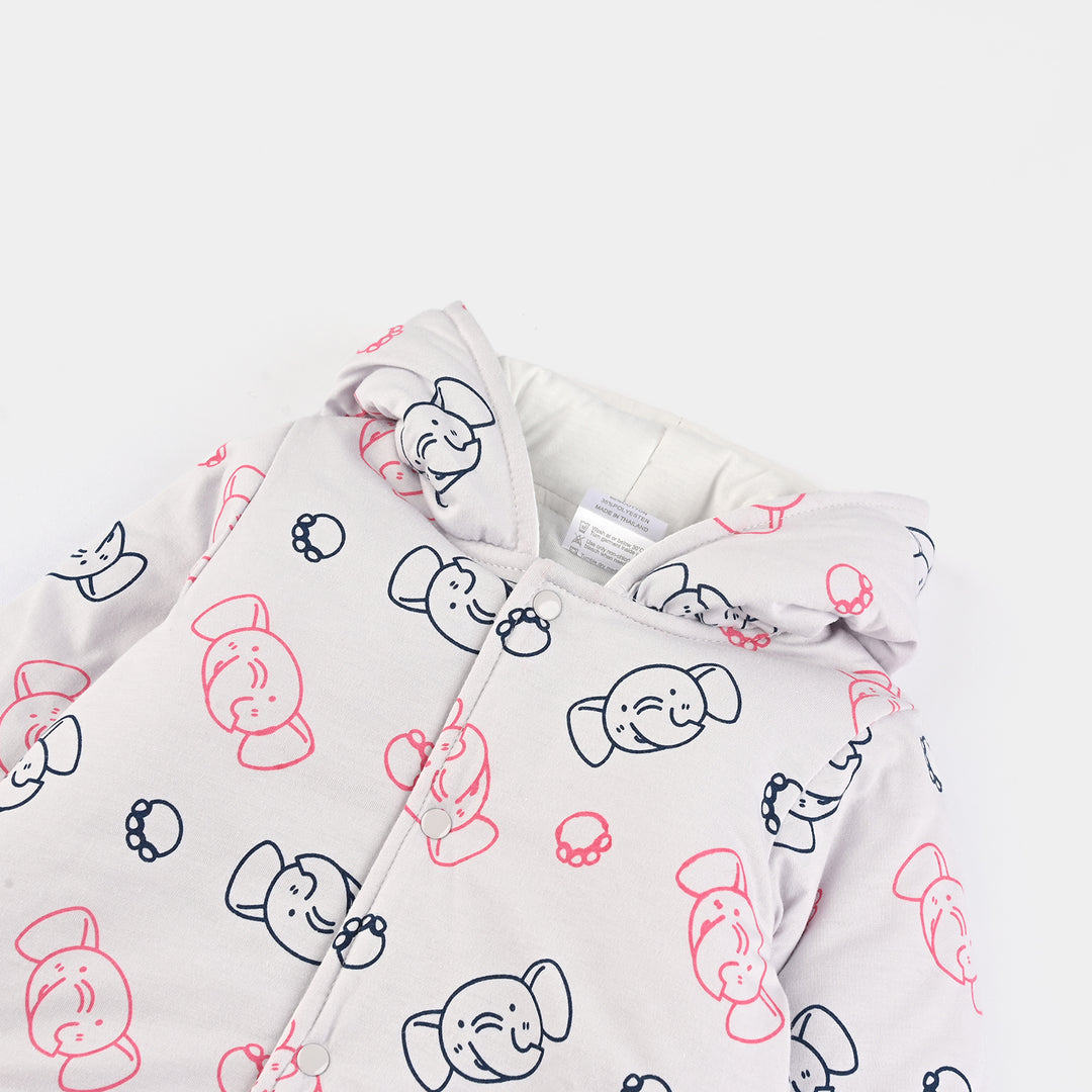 Infant Girls Cotton Interlock Romper-White/Pink