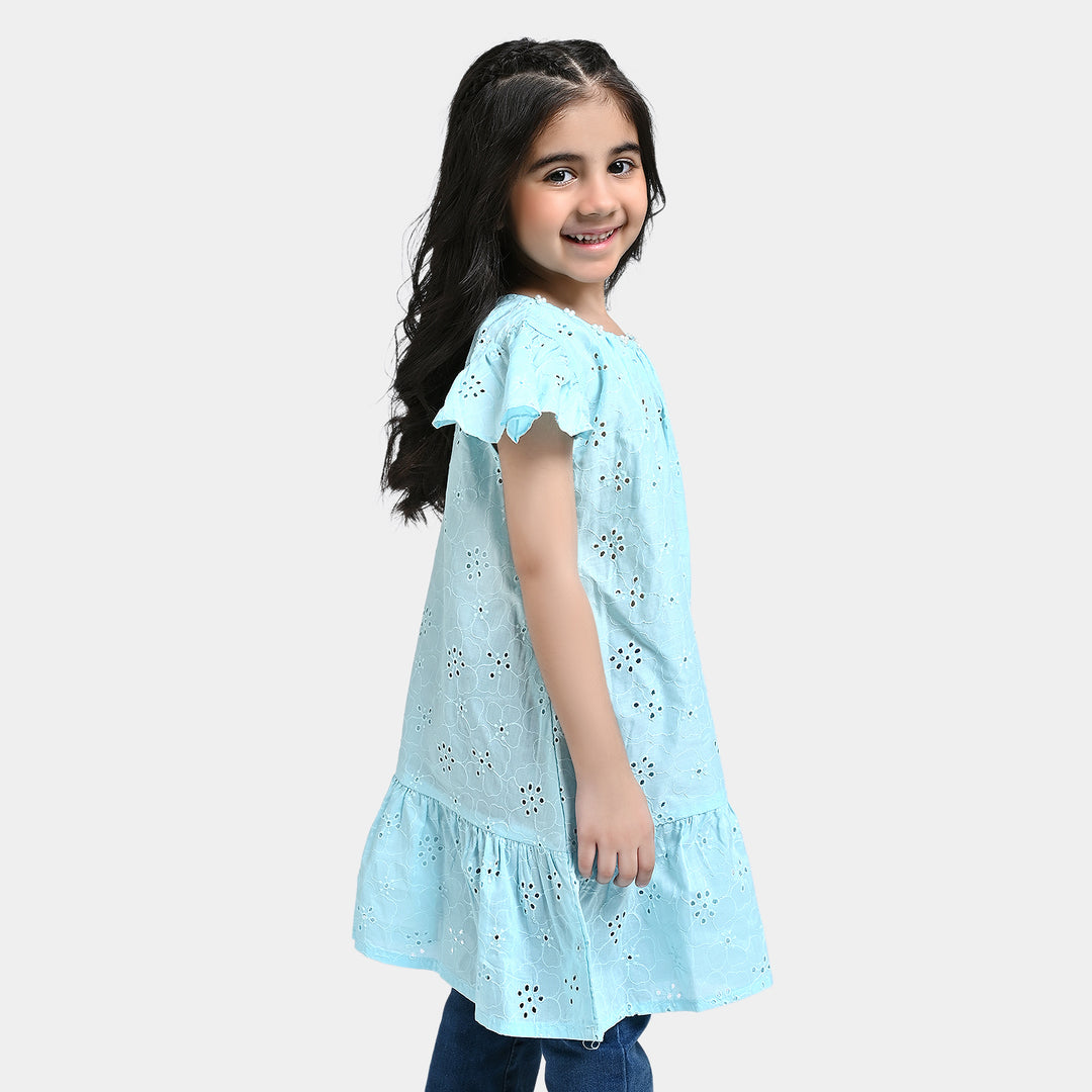 Girls Chicken Kari Casual Frock-Blue