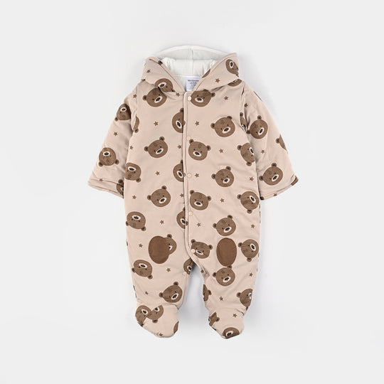 Infant Boys Cotton Interlock Romper-BEIGE