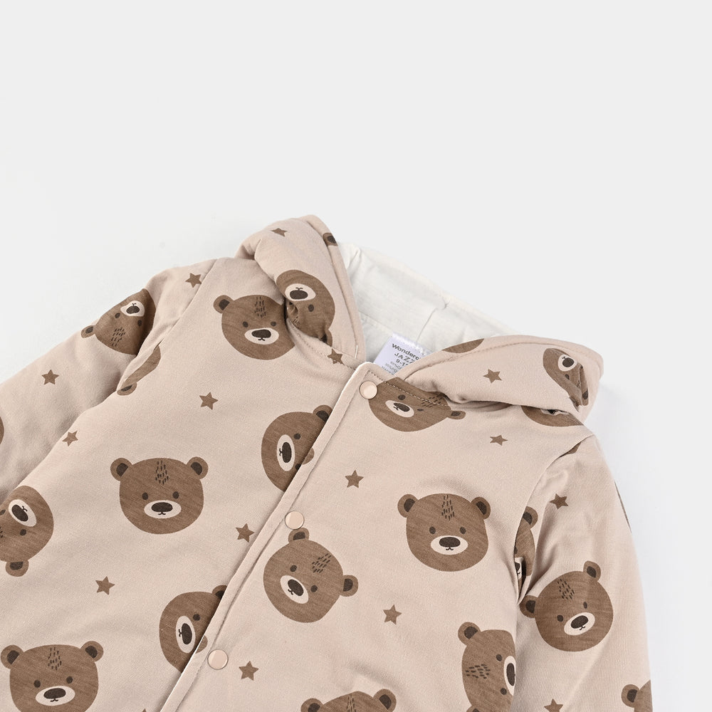 Infant Boys Cotton Interlock Romper-BEIGE