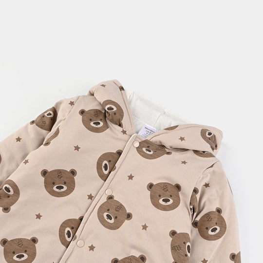 Infant Boys Cotton Interlock Romper-BEIGE