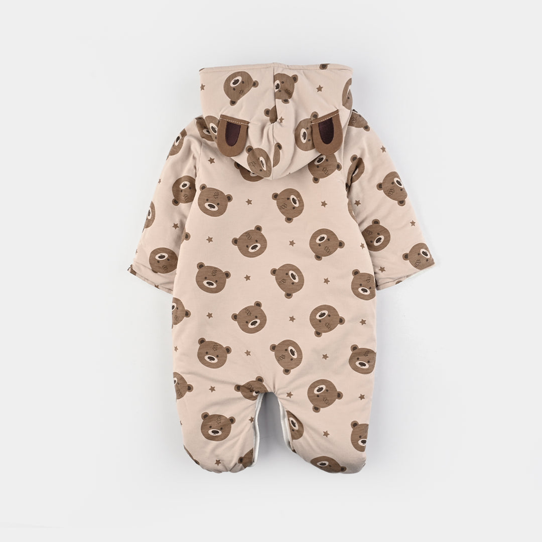 Infant Boys Cotton Interlock Romper-BEIGE