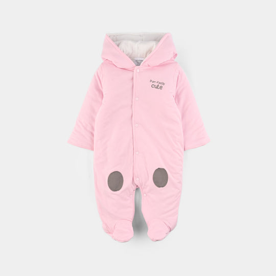 Infant Girls Cotton Interlock Romper-LT.Pink