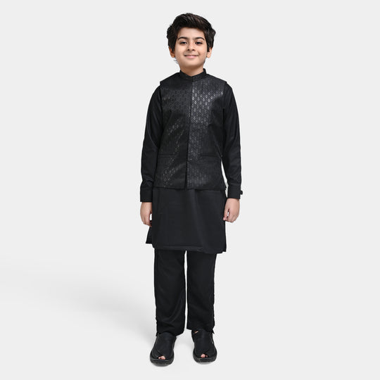 Boys Poly Viscose 3 Piece Suit (Royal)-BLACK