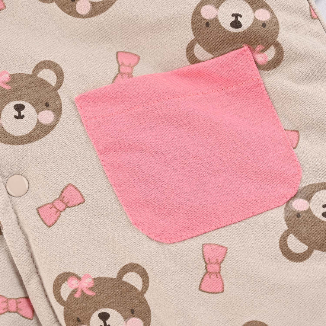 Infant Girls Cotton Interlock Romper-Beige Pink