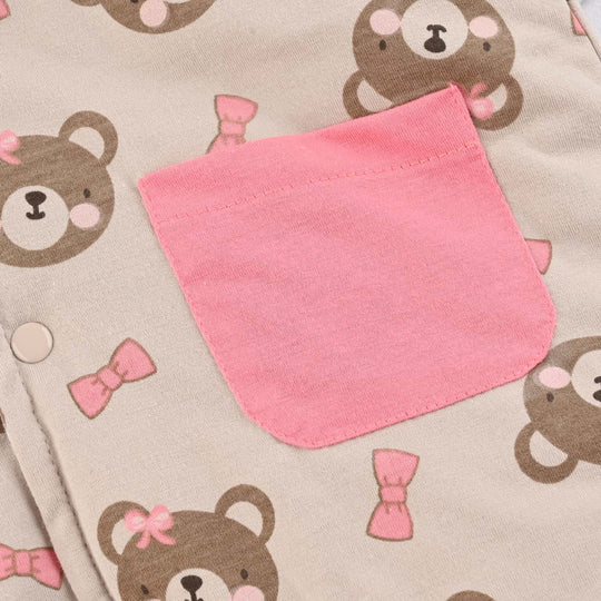 Infant Girls Cotton Interlock Romper-Beige Pink