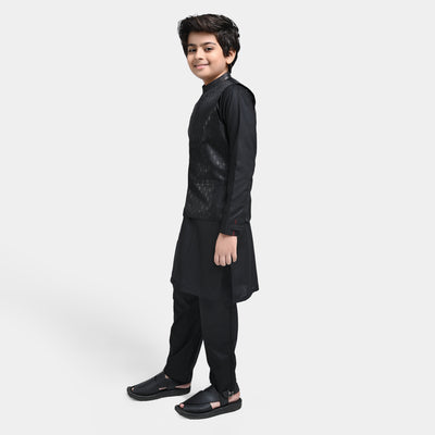 Boys Poly Viscose 3 Piece Suit (Royal)-BLACK