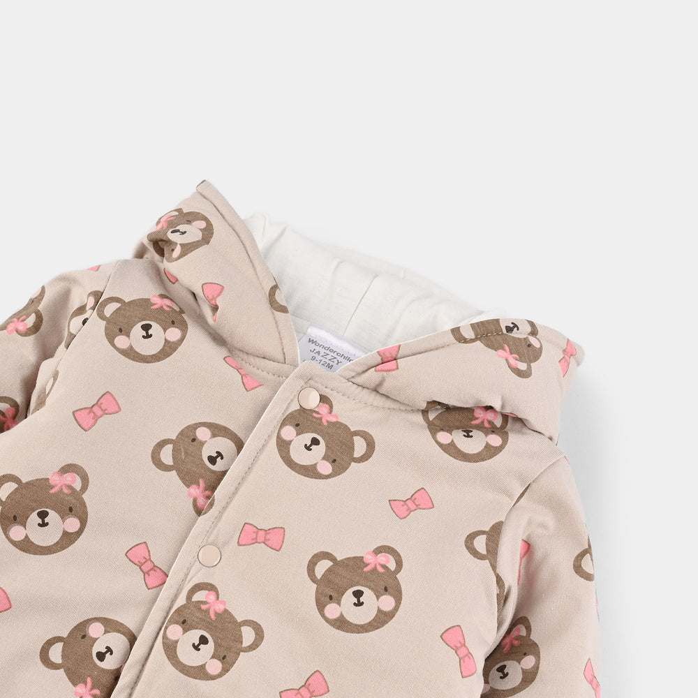 Infant Girls Cotton Interlock Romper-Beige Pink
