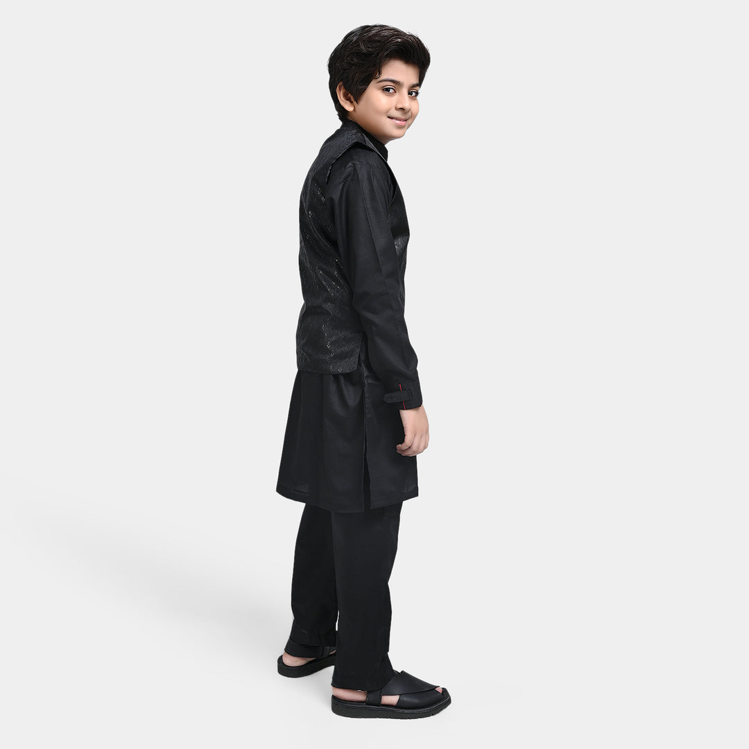 Boys Poly Viscose 3 Piece Suit (Royal)-BLACK