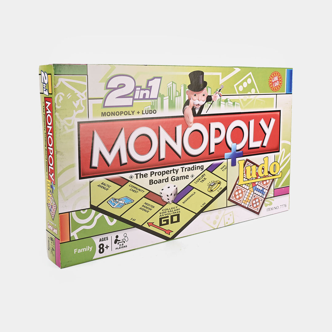 2-in-1 Monopoly + Ludo Board Game