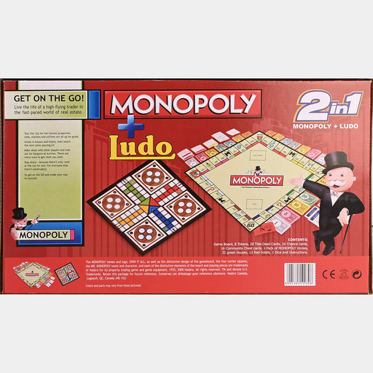 2-in-1 Monopoly + Ludo Board Game