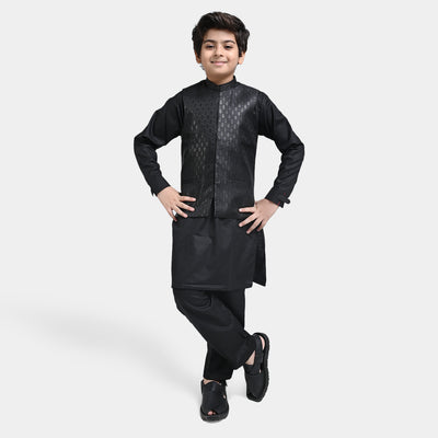 Boys Poly Viscose 3 Piece Suit (Royal)-BLACK