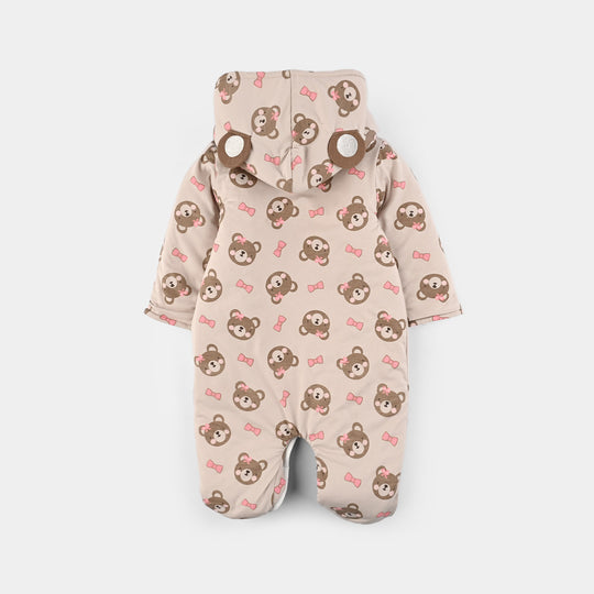 Infant Girls Cotton Interlock Romper-Beige Pink