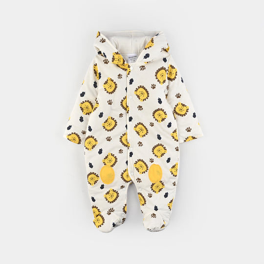 Infant Boys Cotton Interlock Romper-White
