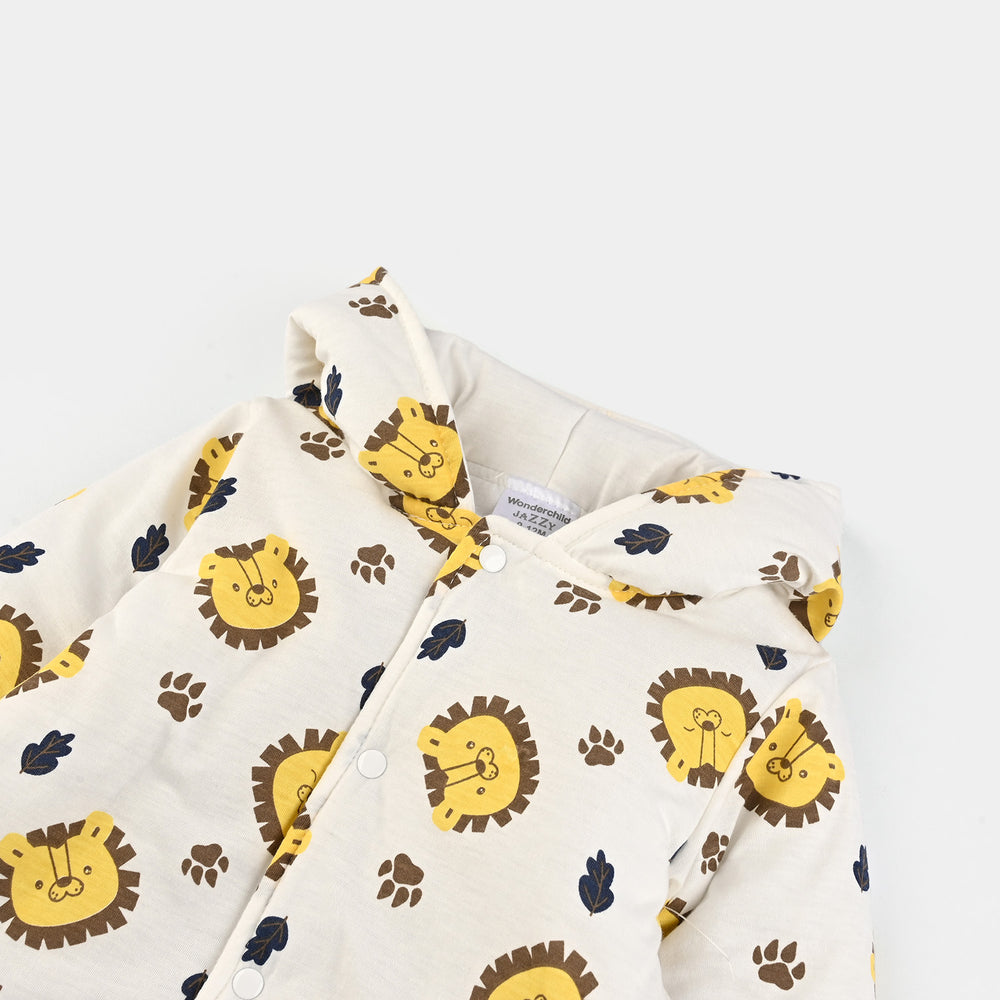 Infant Boys Cotton Interlock Romper-White