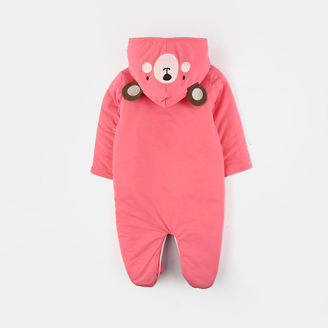 Infant Girls Cotton Interlock Romper-Pink/White