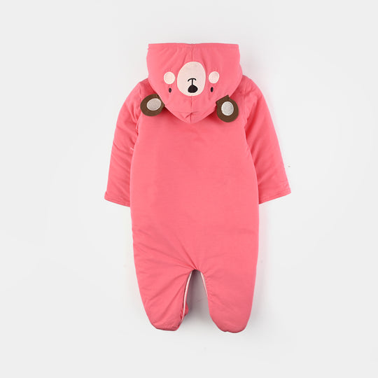 Infant Girls Cotton Interlock Romper-Pink/White