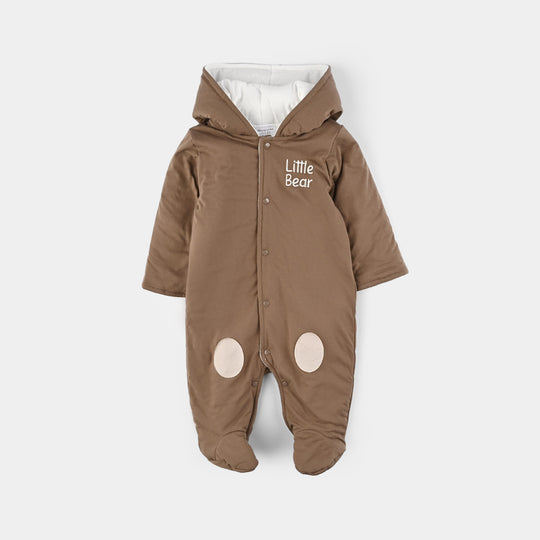 Infant Boys Cotton Interlock Romper-BROWN