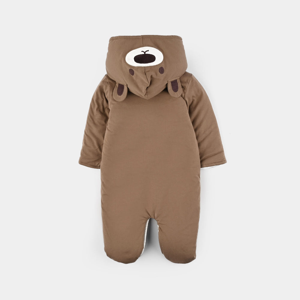 Infant Boys Cotton Interlock Romper-BROWN