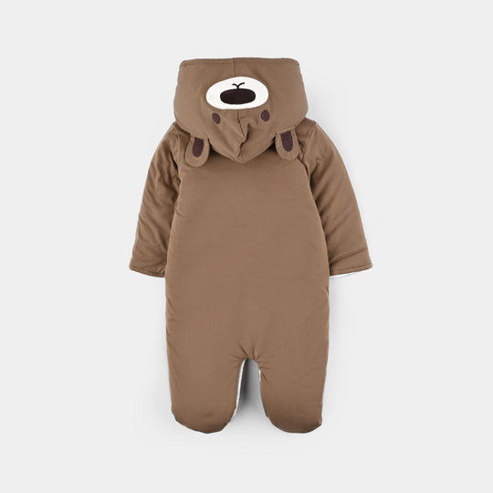 Infant Boys Cotton Interlock Romper-BROWN