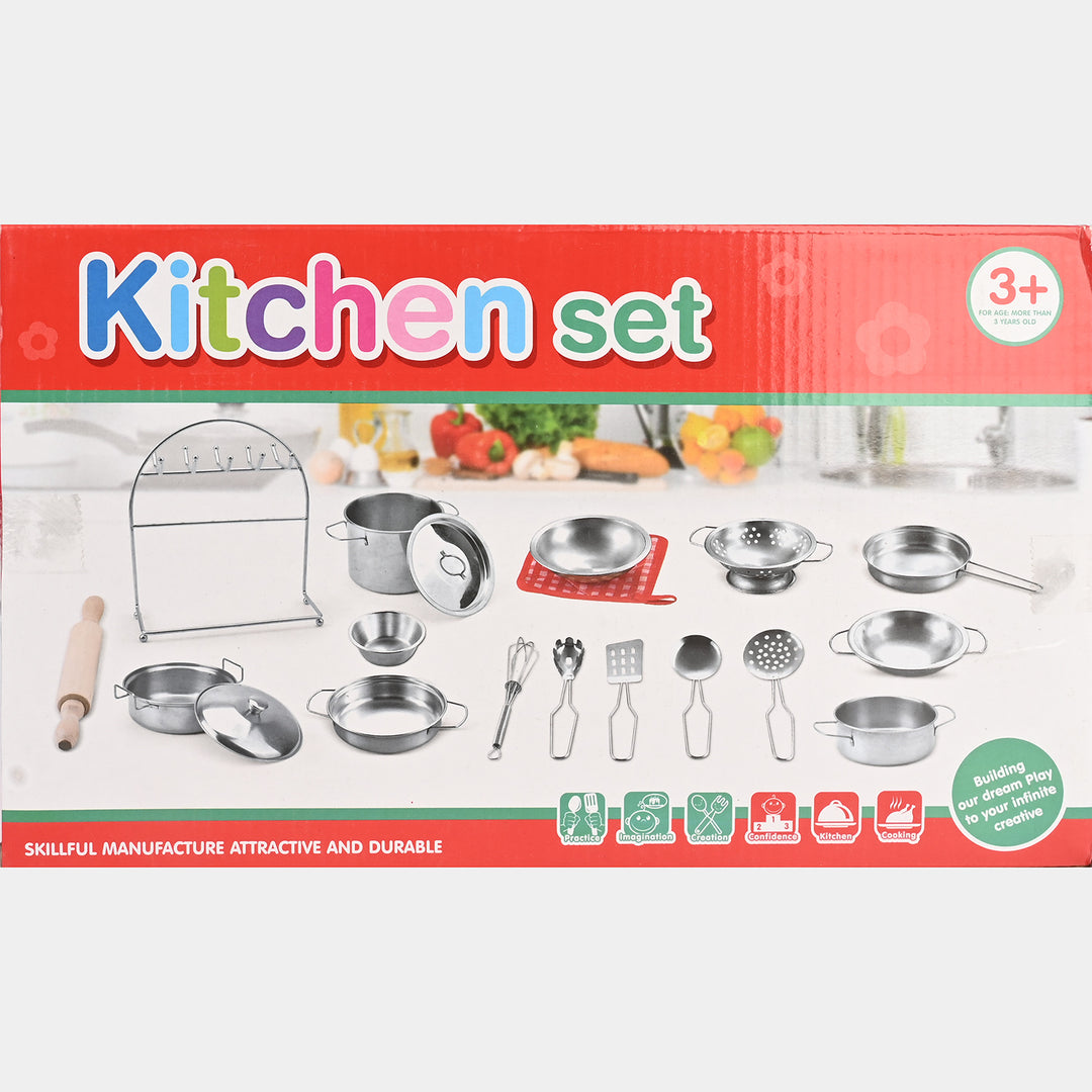 Stainless Steel Modern Kitchen Cooking Play Set