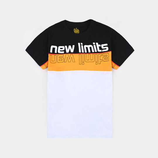 Boys Cotton Jersey T-Shirt H/S New Limits-White/Citrus