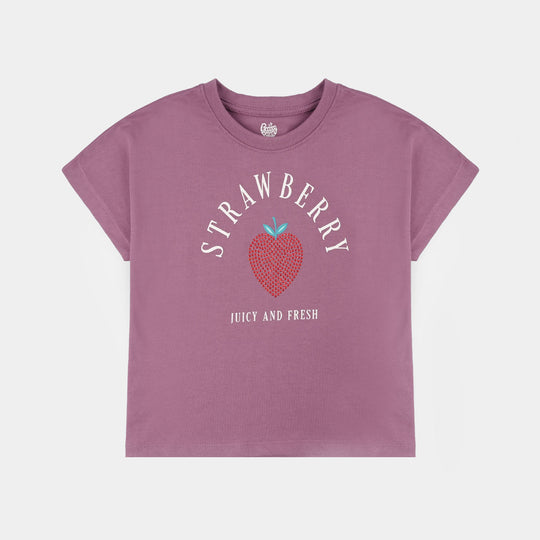Girls Jersey/Terry T-Shirt (Strawberry) - Purple