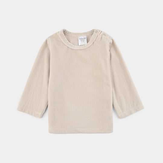 Infant Boys Cotton Interlock Suit-Beige/Brown