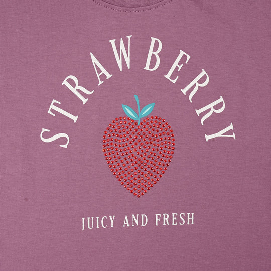 Girls Jersey/Terry T-Shirt (Strawberry) - Purple