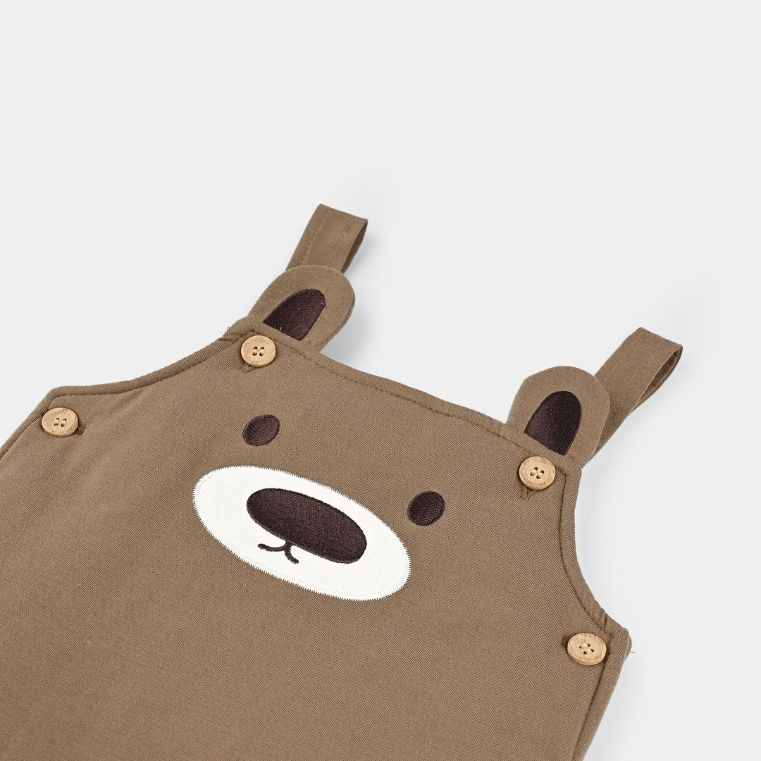Infant Boys Cotton Interlock Suit-Beige/Brown