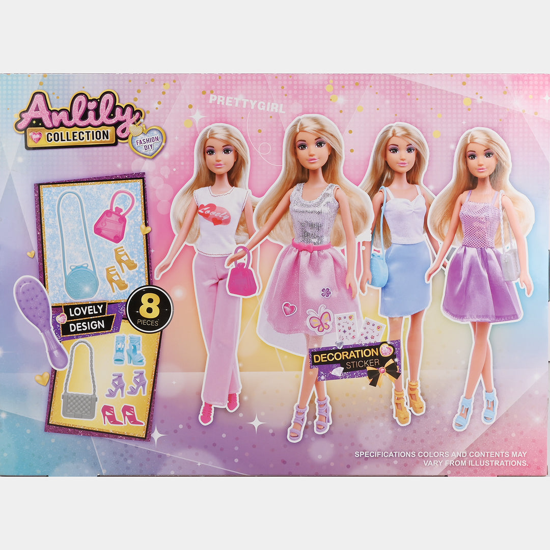 11.5" Lovely Fashion Doll with Accessories Set