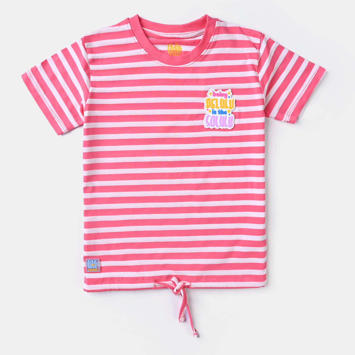 Girls Cotton Jersey T-Shirt Being Delulu -Hot Pink