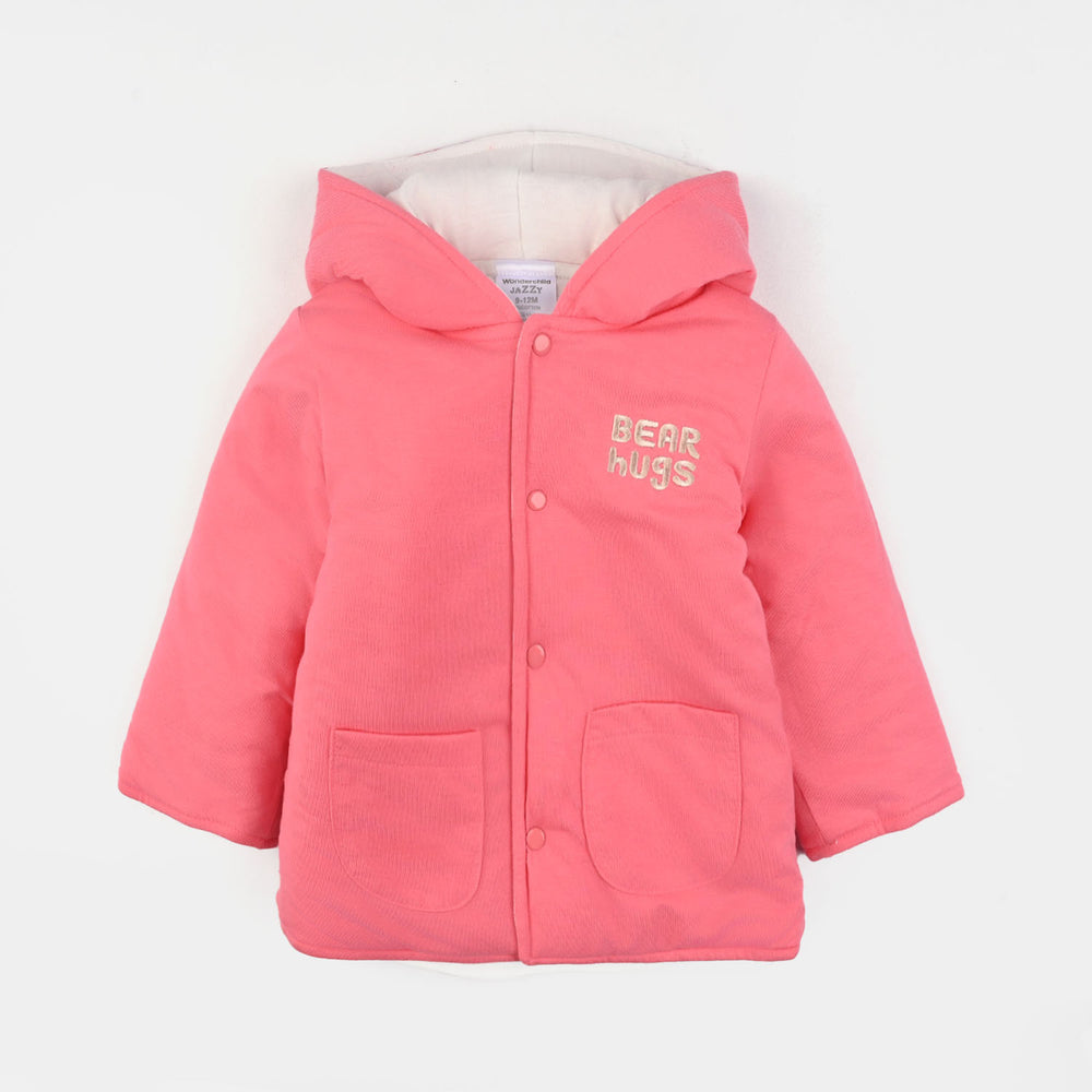 Infant Girls Cotton Interlock Suit-Beige/Pink