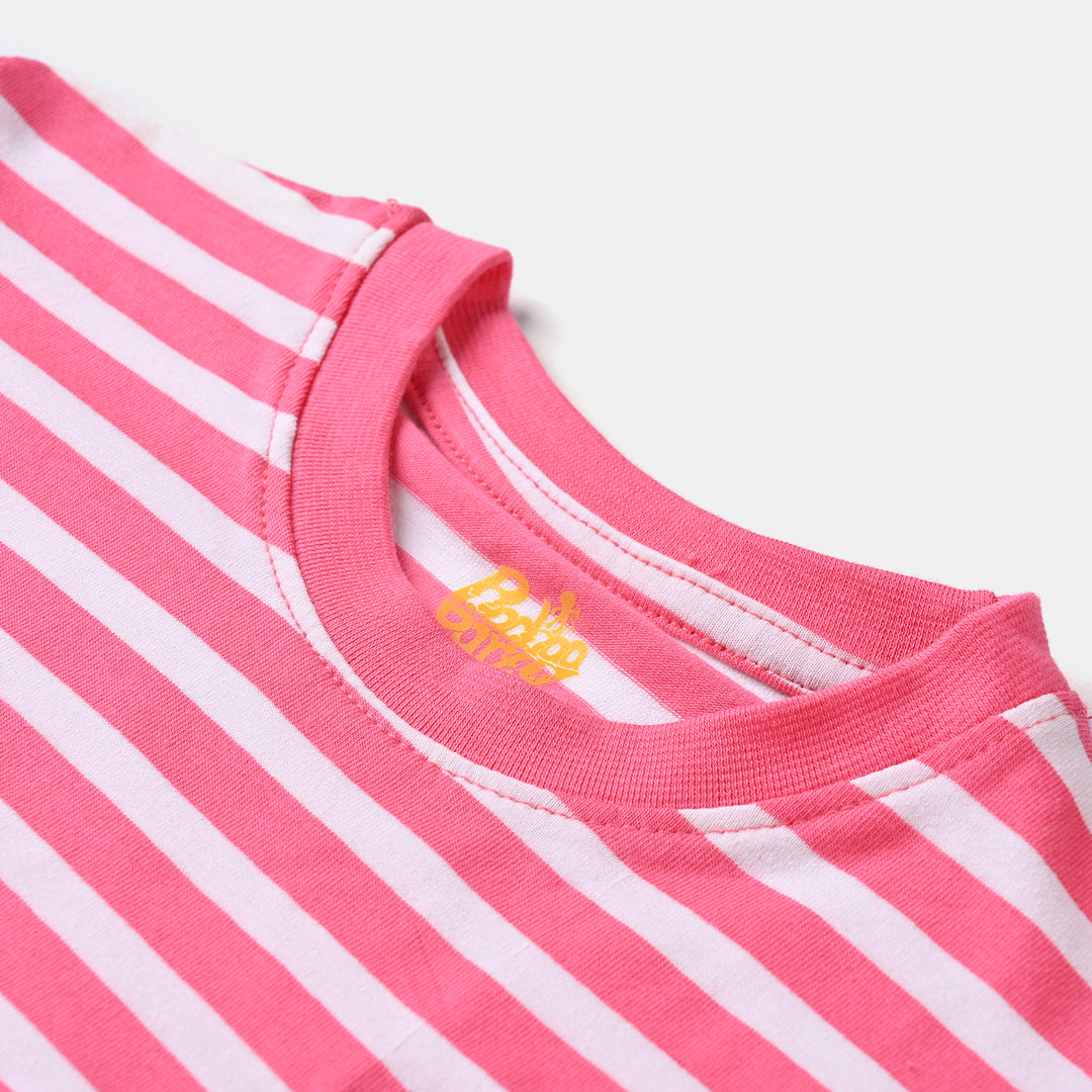 Girls Cotton Jersey T-Shirt Being Delulu -Hot Pink