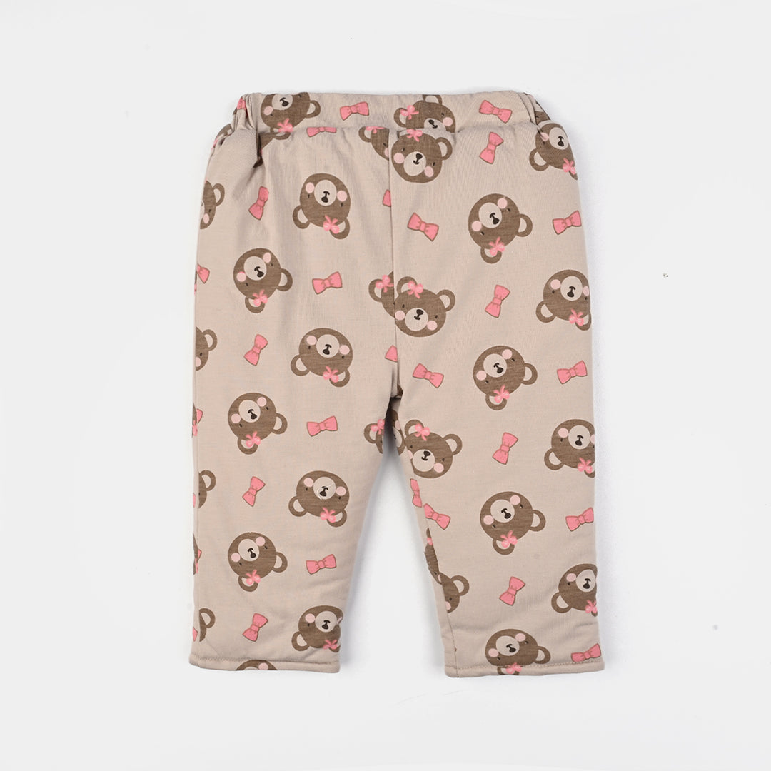 Infant Girls Cotton Interlock Suit-Beige/Pink