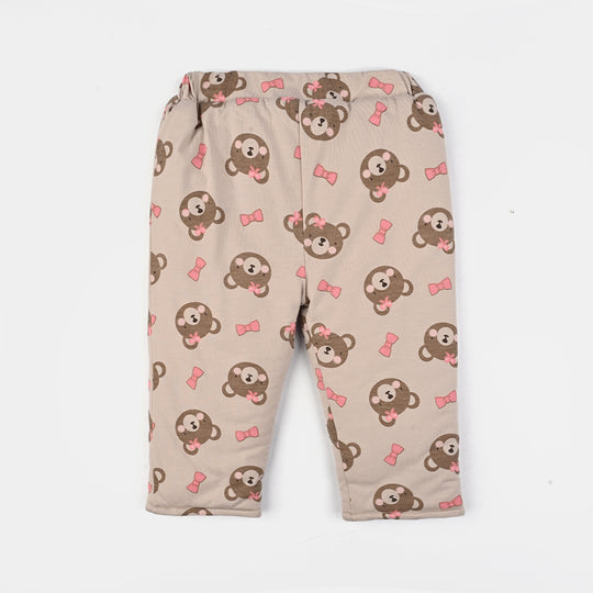 Infant Girls Cotton Interlock Suit-Beige/Pink
