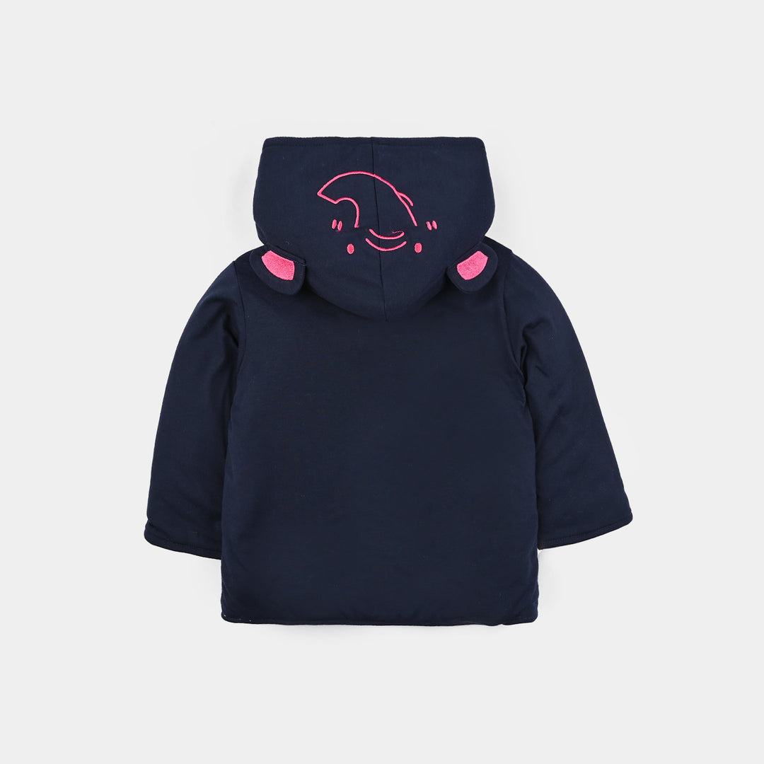 Infant Girls Cotton Interlock Suit-Navy/White