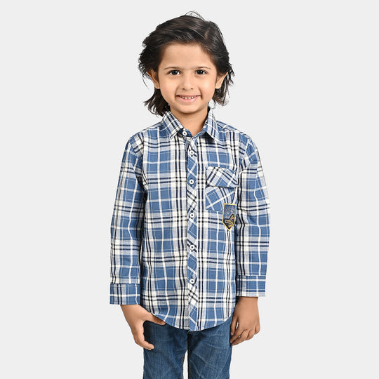 Boys Yarn Dyed Casual Shirt (Explore)-Blue Check
